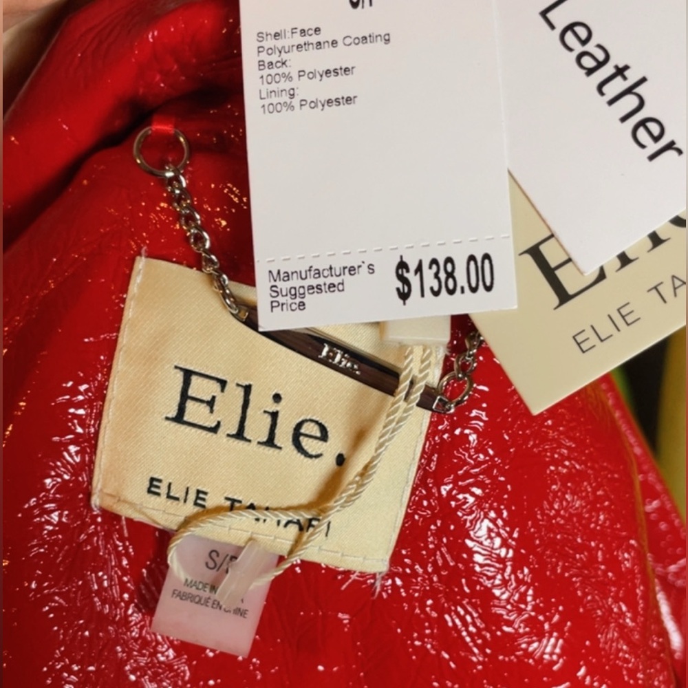 Elie Tahari Vibrant Red Glossy Trench Coat - Picture 4 of 4